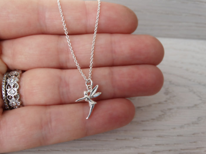 Tiny Silver Fairy Necklace Tinkerbell Childrens Jewellery