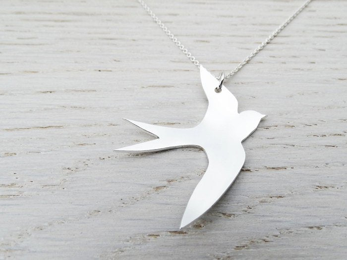 Silver Swift Necklace, Sterling Silver Bird – tinysilver